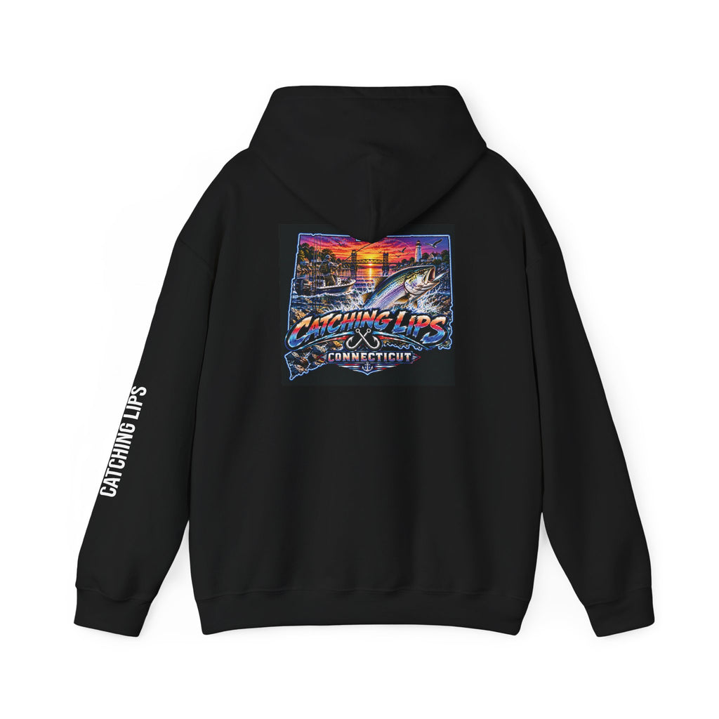 Catching Lips Neon Connecticut Shad Fishing Adventure Hoodie