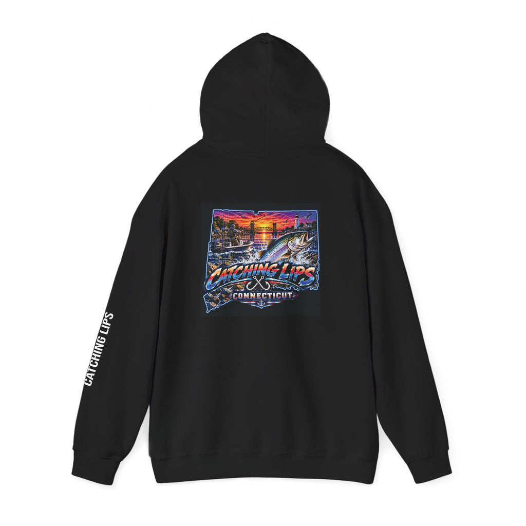 Catching Lips Neon Connecticut Shad Fishing Adventure Hoodie